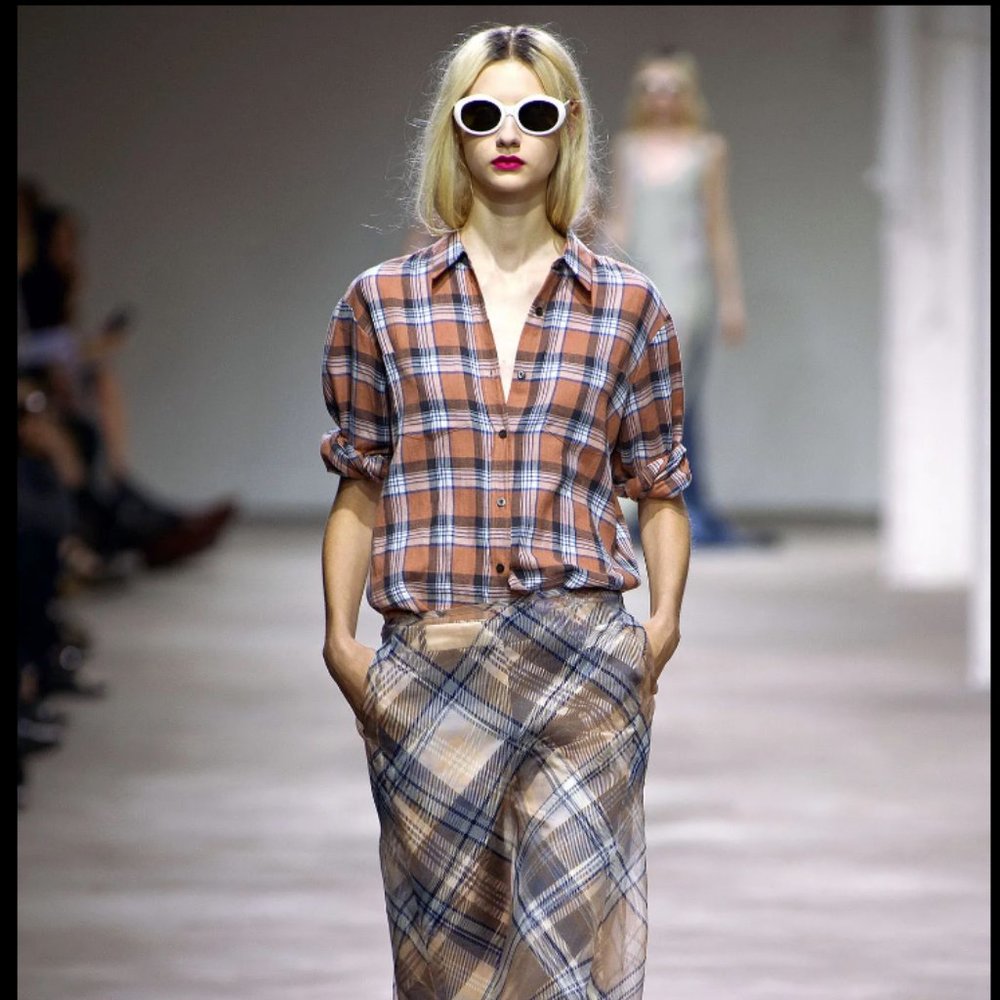 Dries Van Noten SS 2013 Button plaid button down shirt, size EU 38, US 6